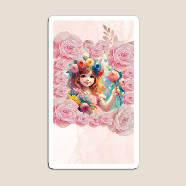 Aperçu de l'œuvre fille avec une fleur créée et vendue par LogoPrint7.