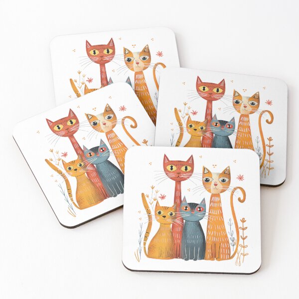 Artikelvorschau, Lustige Katzen im naiven Stil entworfen und verkauft von CozyLightsStore.