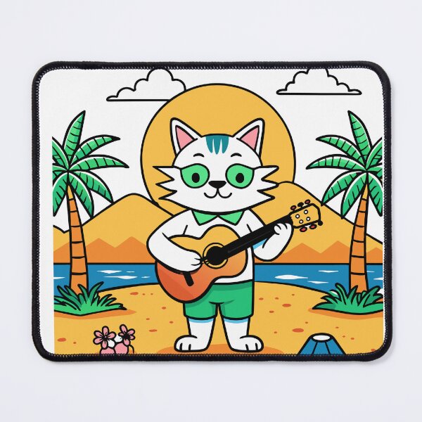 Item preview, Kitty Musician Strums a Ukulele by the Beach designed and sold by omerfdln34.