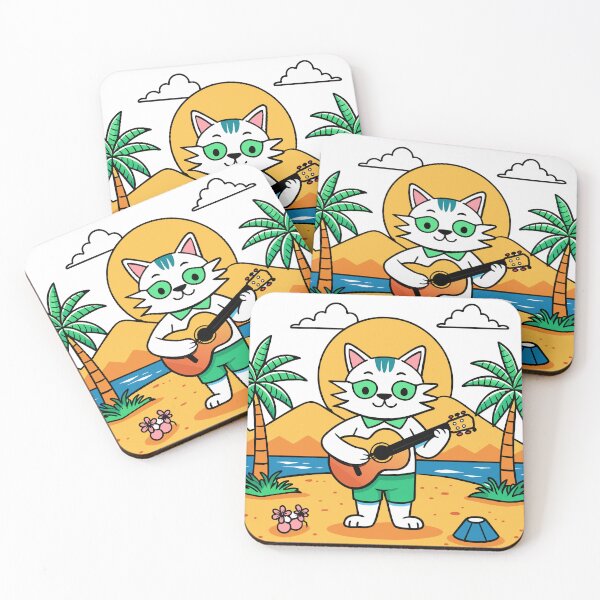 Item preview, Kitty Musician Strums a Ukulele by the Beach designed and sold by omerfdln34.