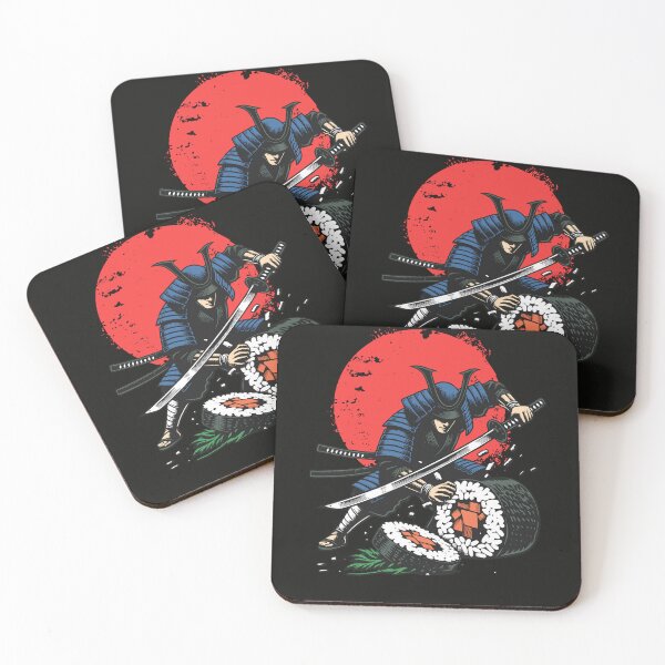 Item preview, Samurai Cutting Sushi Roll Under Red Moon designed and sold by IdeasDream.