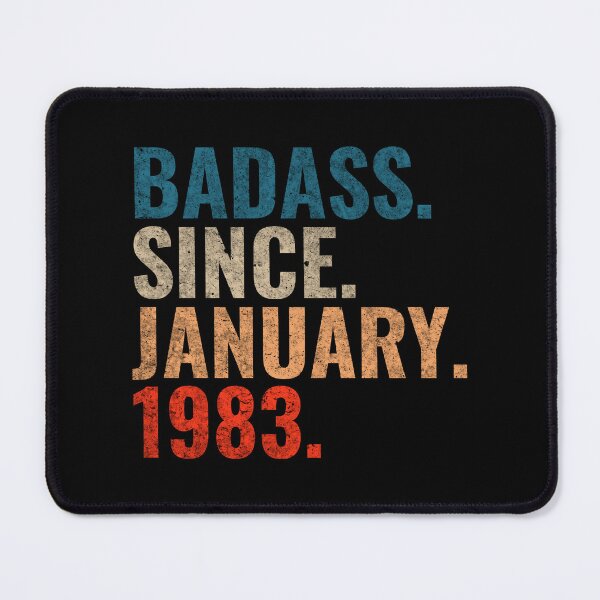 Item preview, Badass since January 1983 Vintage 1983 birthday gift distress design designed and sold by Teelogic.