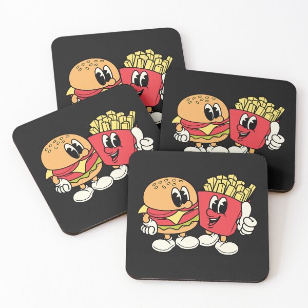 Item preview, Cheerful Burger and Fries Cartoon Characters designed and sold by IdeasDream.