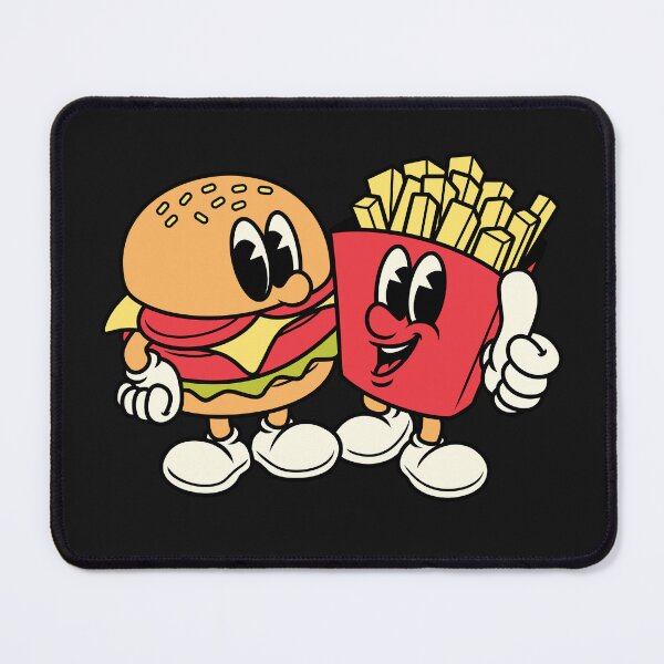 Item preview, Cheerful Burger and Fries Cartoon Characters designed and sold by IdeasDream.