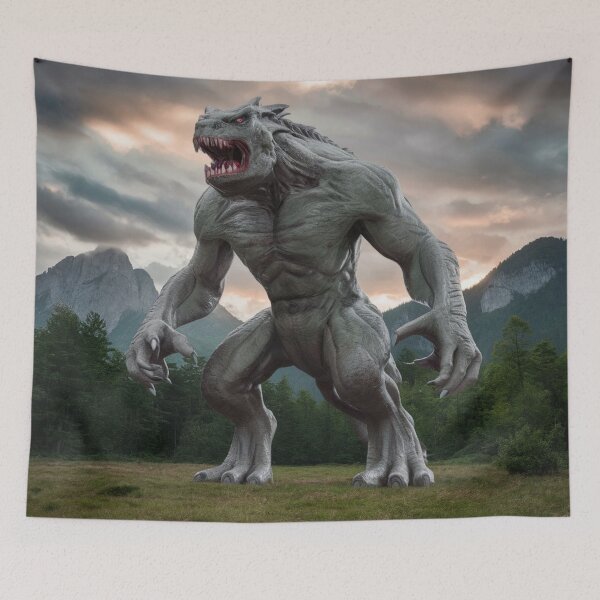 Item preview, Titan monster in the jungle with mountains and trees designed and sold by Titan33.
