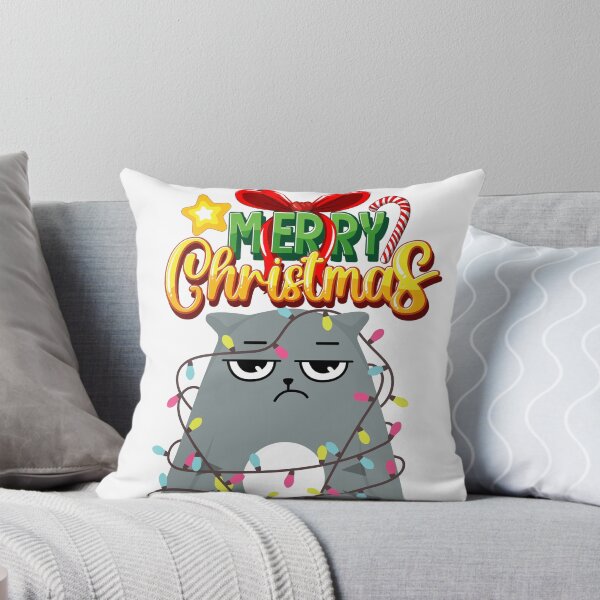 Item preview, Merry Christmas Grouchy Grey Cat Graphic designed and sold by socialarmour.