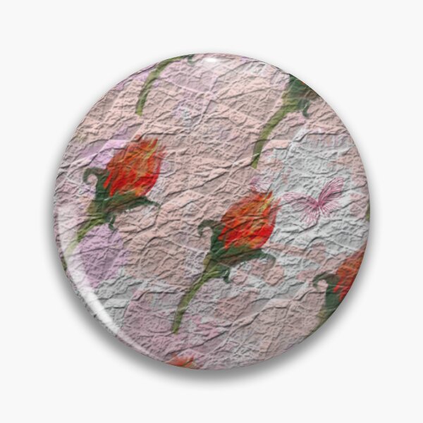 Item preview, Textured rosebuds floral pattern with butterflies designed and sold by WatercolourLily.