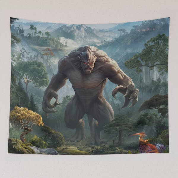 Item preview, Titan monster stands in a dense forest, surrounded by mountains and a variety of trees designed and sold by Titan33.