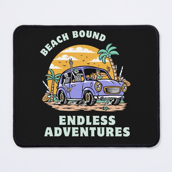 Item preview, Beach Bound Road Trip Adventures MTB Skeleton Surfing Summer Vibes Drinking Beach Graphic designed and sold by socialarmour.