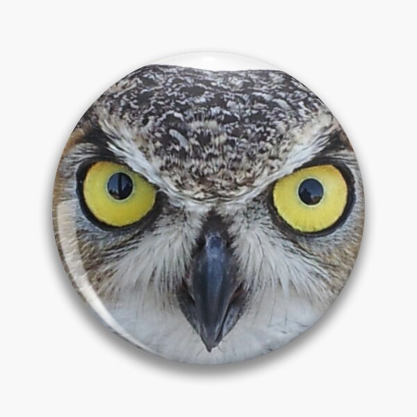Item preview, Horned owl with piercing yellow eyes designed and sold by Creative Endeavors ..
