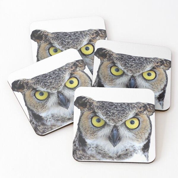 Item preview, Horned owl with piercing yellow eyes designed and sold by Creative Endeavors ..