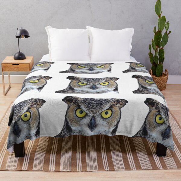 Item preview, Horned owl with piercing yellow eyes designed and sold by Creative Endeavors ..
