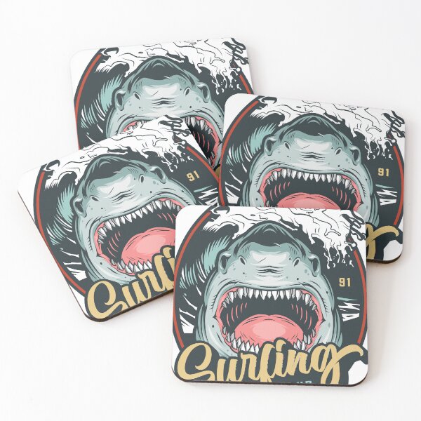 Item preview, Shark Surfing Club Beach Graphic designed and sold by socialarmour.