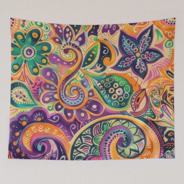 Item preview, Vibrant orange and purple botanical print designed and sold by PrettyPinkSkies.