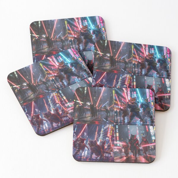 Item preview, cyber punk cats with sabers designed and sold by SaltyStaffyCrew.