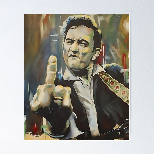 Item preview, Johnny Cash Middle Finger Watercolor Art designed and sold by Vicky021.