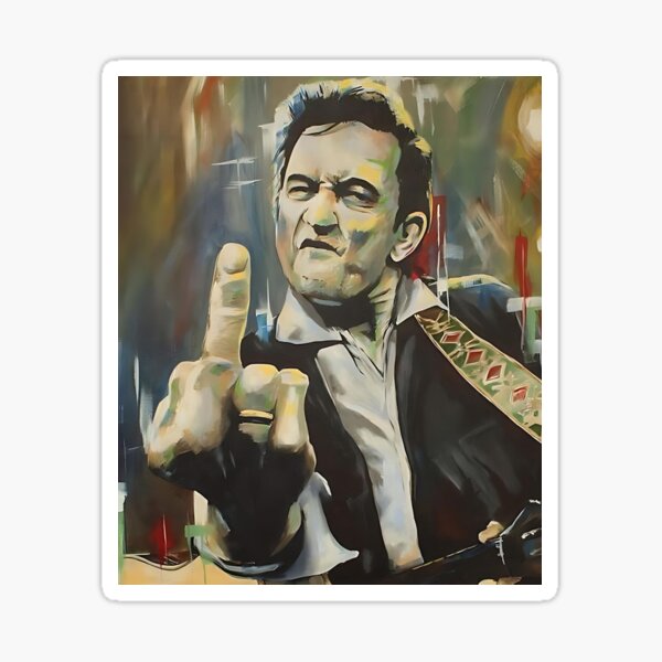 Vista previa del artículo con la obra «Arte de acuarela del dedo medio de Johnny Cash», diseñado y vendido por Vicky021.