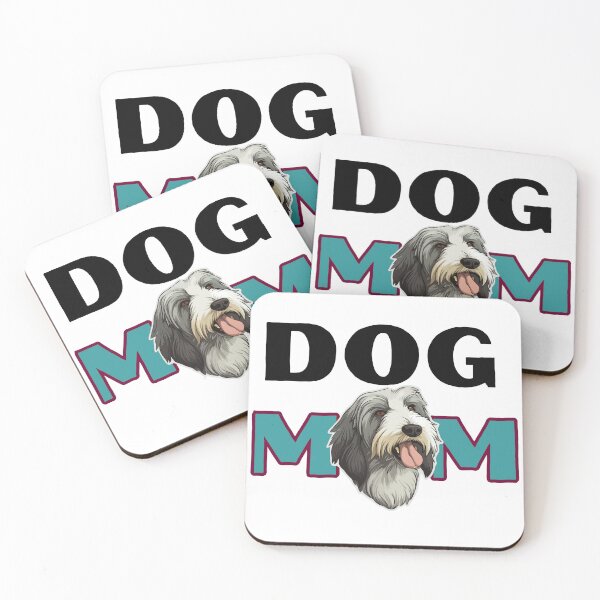 Item preview, Minimalistic blue quote "Dog Mom" Bearded Collie Dog  designed and sold by GoodyPaws.