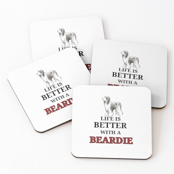 Item preview, Minimalistic quote aesthetic for the bearded collie lovers " Life is better with a beardie" designed and sold by GoodyPaws.