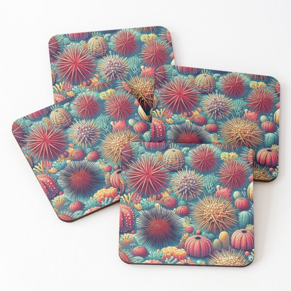 Item preview, Coral Symphony: Red Urchins in Vibrant Reefs designed and sold by EcoArtShop.