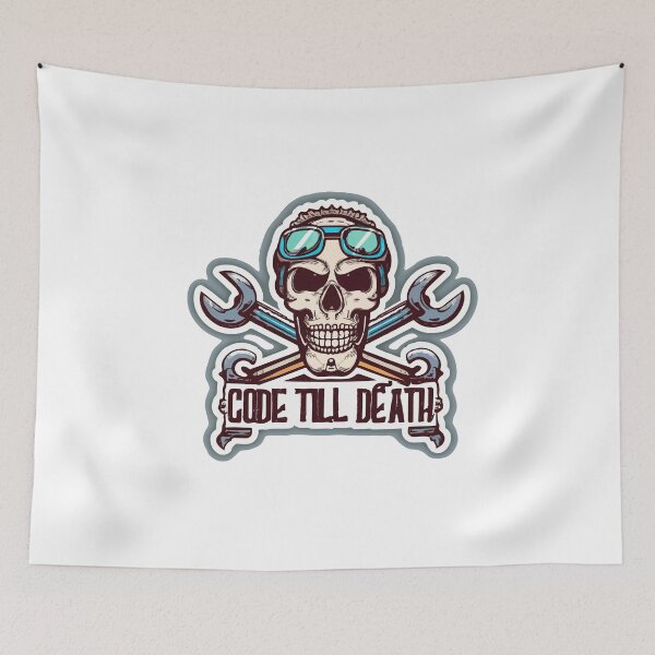 Aperçu de l'œuvre Code Till Death - Crâne de programmeur gothique chic créée et vendue par NiftyWrx.