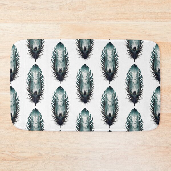 Item preview, Feather sillouthe with a bear in the forest designed and sold by ArtandSmile.
