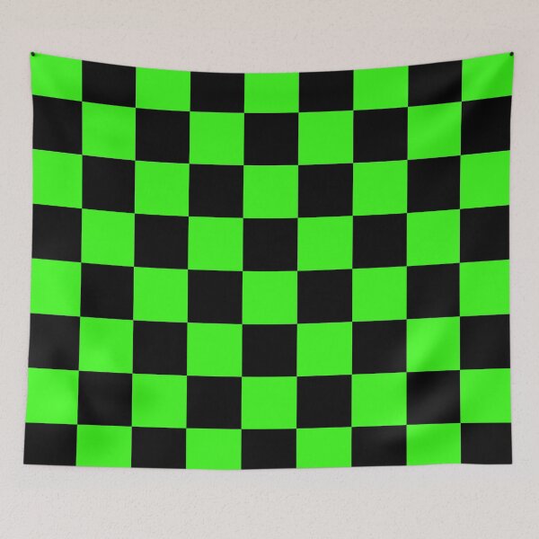 Item preview, Checkered - Black and Neon Green designed and sold by JustPatterns2.
