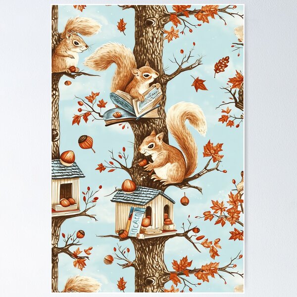 Item preview, Autumn Squirrel School designed and sold by cute-animals99.