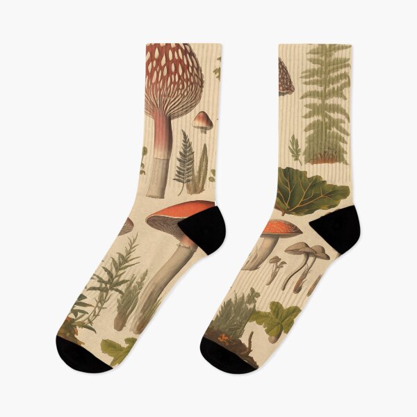 Item preview, Vintage Botanical Mushrooms & Ferns designed and sold by TeaTimePrints.