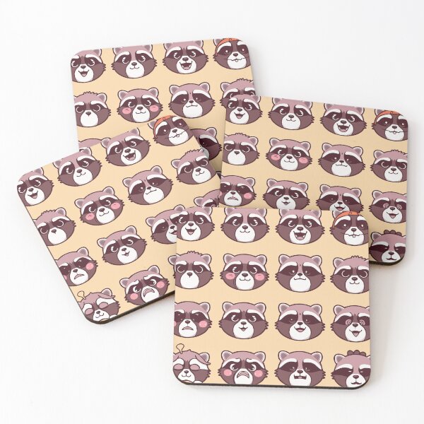 Item preview, Set of kawaii raccoons designed and sold by DREAMINGROOSTER.