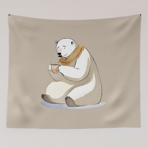 Item preview, Polar Bear Drinking Coffee designed and sold by FarmOfCuties.