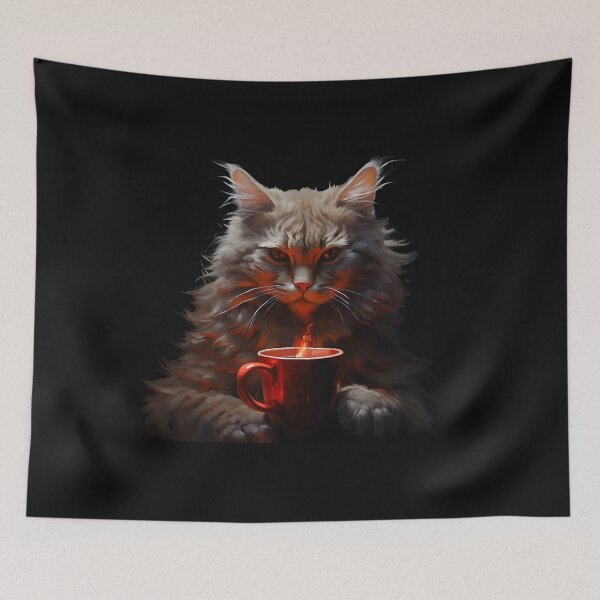 Item preview, Funny cat drinks coffee designed and sold by Furriesandmore.