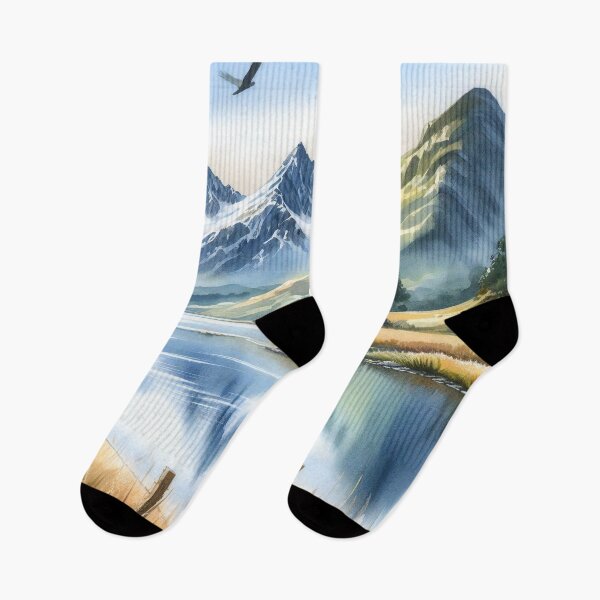 Item preview, Idyllic Lakeside View with Graceful Horse and Majestic Mountains designed and sold by ArtComixHaven.