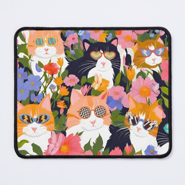 Item preview, chaotic cats with psychedelic sunglasses designed and sold by happiemappie.
