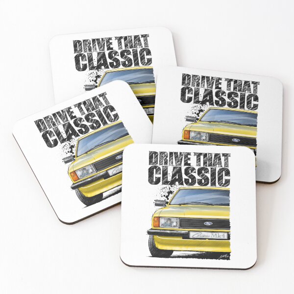 Item preview, Copy of Drive That Classic featuring the Iconic Ford Cortina Mk4 in yellow (Light Background) designed and sold by Petrolhead T-Shirts and Art.