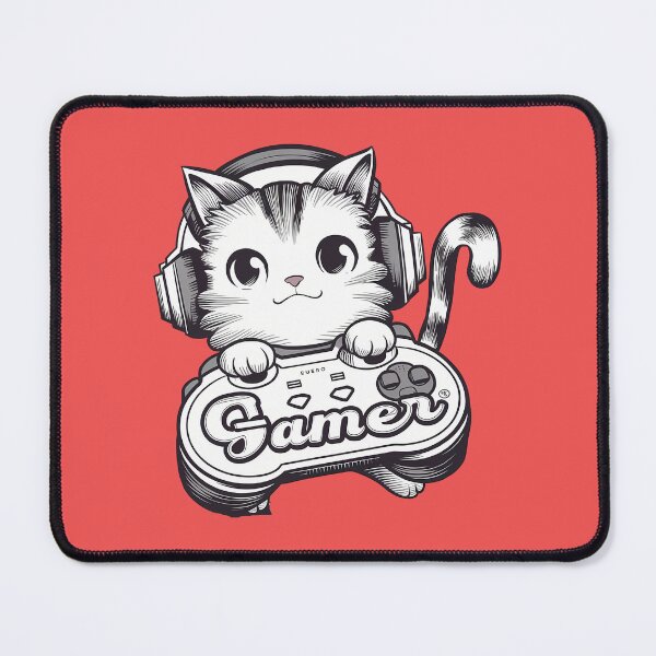 Item preview, Monochrome geek-gamer cat designed and sold by LV-creator.