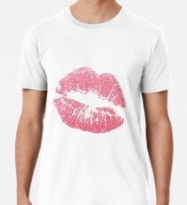 Kuss Kiss Lippenstift Kussmund Pink Männer Premium T-Shirts