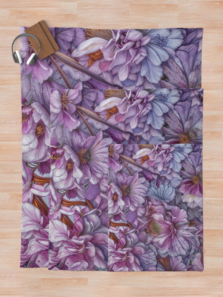 Aperçu 5 sur 6. Plaid avec l'œuvre Flowers field 38 créée et vendue par oduchossoir.