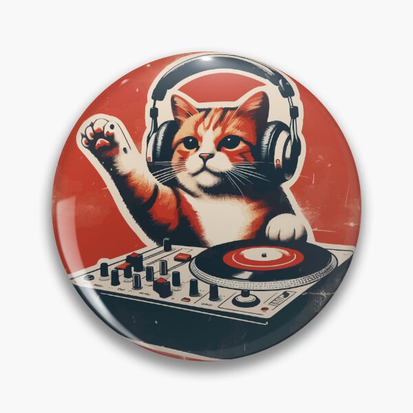 Item preview, Funny Cute Deejay House Cat Retro Vintage designed and sold by TomFrontierArt.