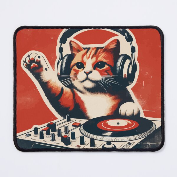 Item preview, Funny Cute Deejay House Cat Retro Vintage designed and sold by TomFrontierArt.