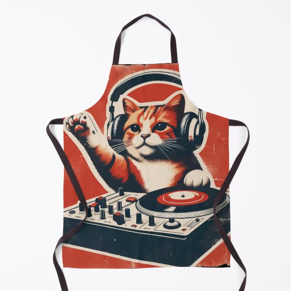 Item preview, Funny Cute Deejay House Cat Retro Vintage designed and sold by TomFrontierArt.