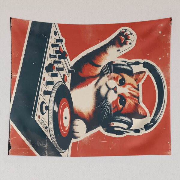 Item preview, Funny Cute Deejay House Cat Retro Vintage designed and sold by TomFrontierArt.
