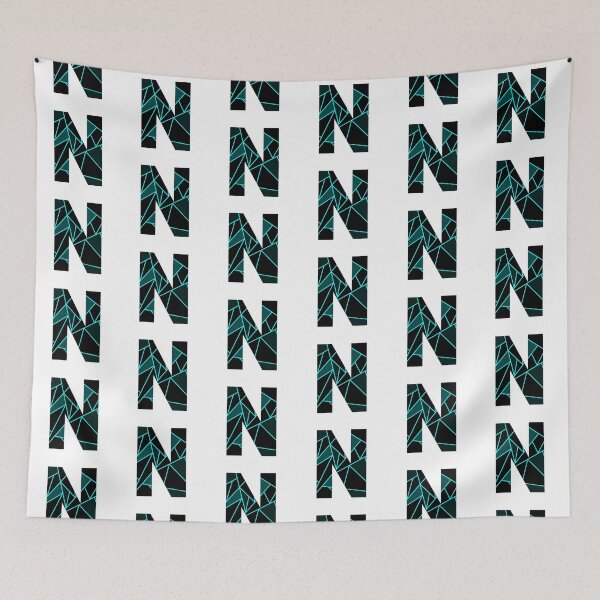 Item preview, Monogram N With Neon Blue Abstract Lines designed and sold by Coffee Lifestyle.