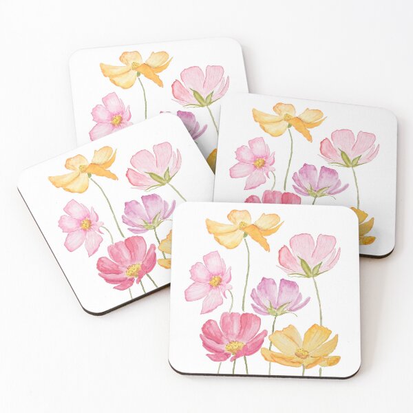 Item preview, hand painted colorful cosmos flowers designed and sold by ColorandColor.