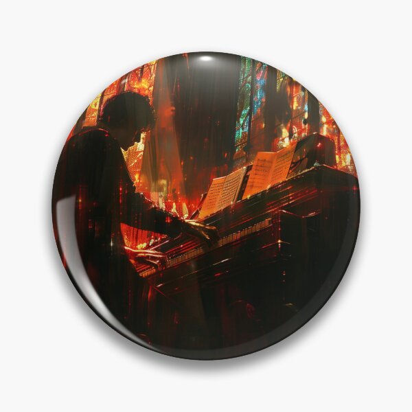 Item preview, Pianist Plays in Sunlit Stained Glass Cathedral designed and sold by palmyst.