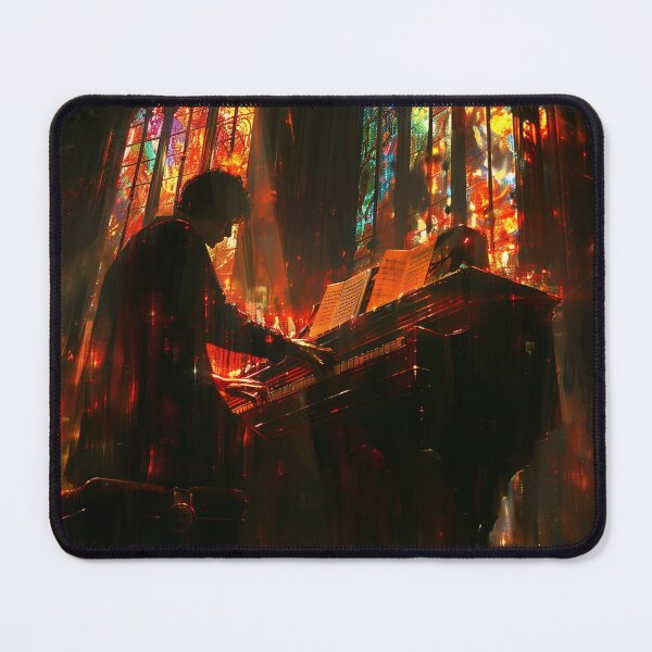 Item preview, Pianist Plays in Sunlit Stained Glass Cathedral designed and sold by palmyst.