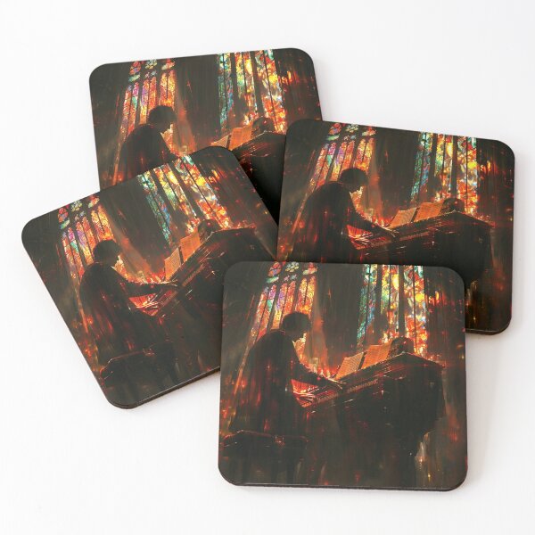 Item preview, Pianist Plays in Sunlit Stained Glass Cathedral designed and sold by palmyst.