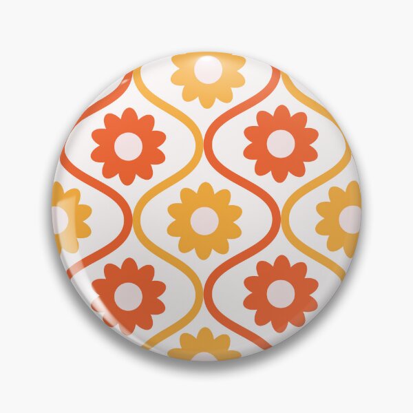 Item preview, Orange and Red Retro Flowers on Vintage Ogee Pattern  designed and sold by Yasminepatterns .