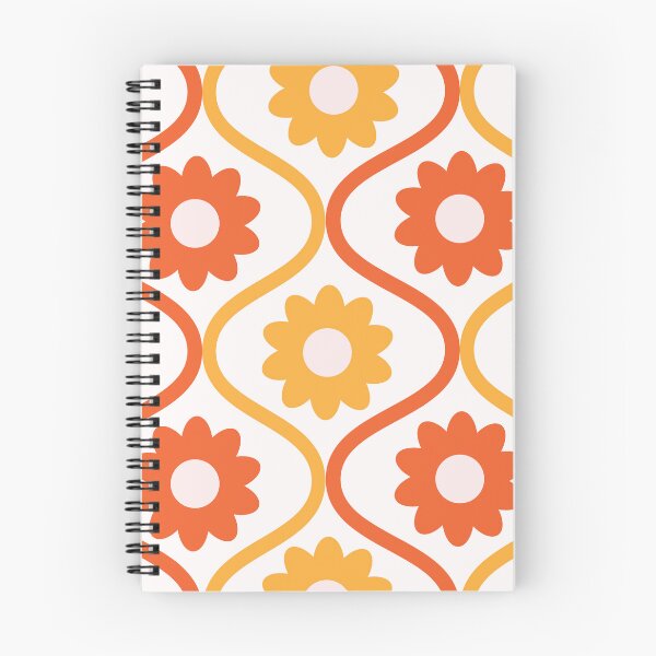 Item preview, Orange and Red Retro Flowers on Vintage Ogee Pattern  designed and sold by Yasminepatterns .