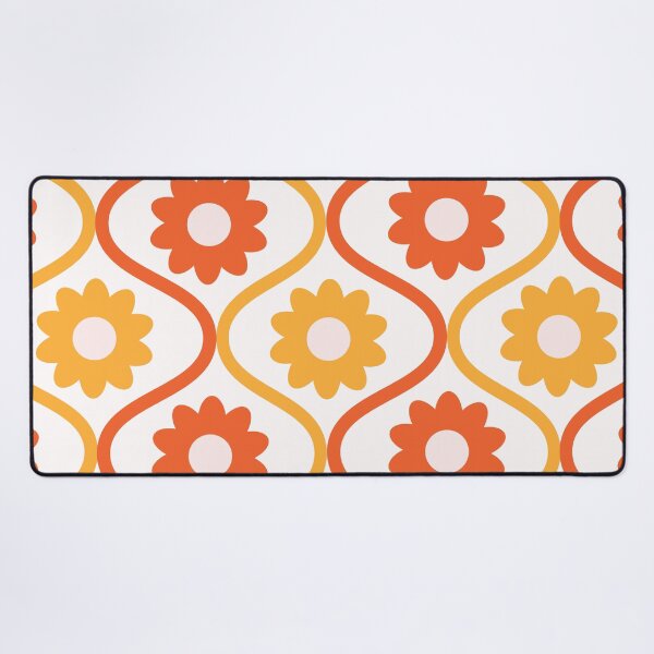Item preview, Orange and Red Retro Flowers on Vintage Ogee Pattern designed and sold by Yasminepatterns .